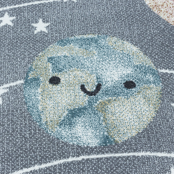 Adana Carpets Kindervloerkleed - Fleurtje Planeten Grijs