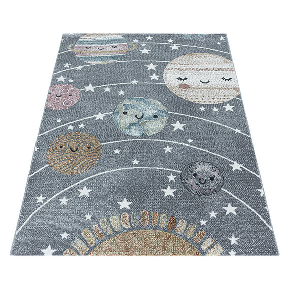 Adana Carpets Kindervloerkleed - Fleurtje Planeten Grijs