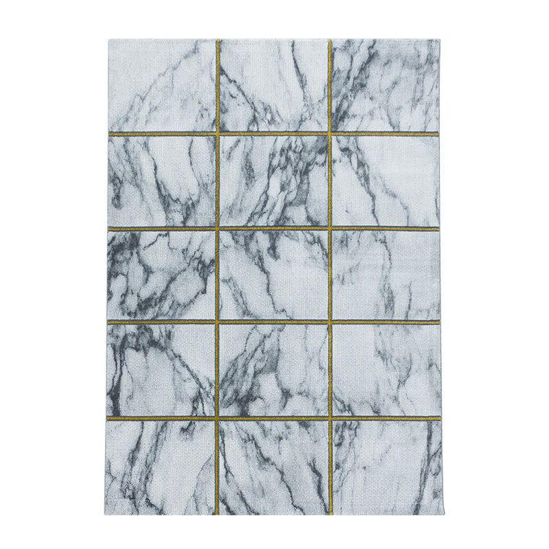 Modern vloerkleed - Marble Box Grijs/Goud - sfeer