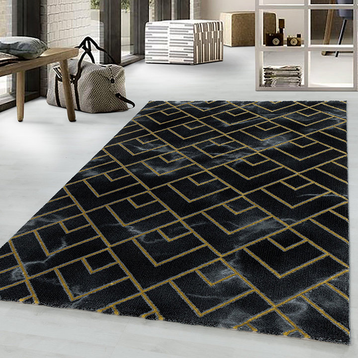 Modern vloerkleed - Marble Pattern Antraciet/Goud