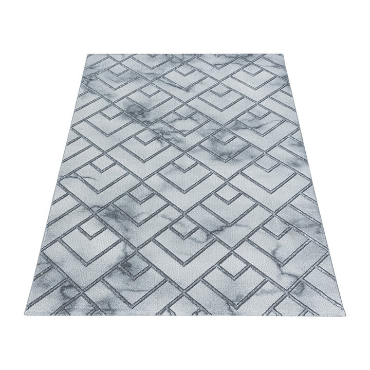 Modern vloerkleed - Marble Pattern Grijs/Zilver