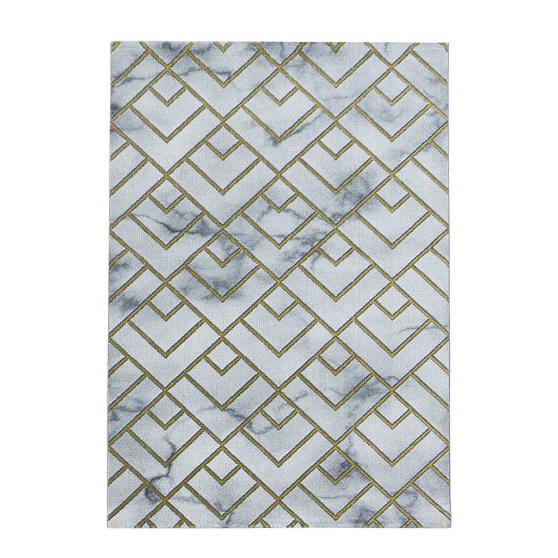Modern vloerkleed - Marble Pattern Grijs/Goud - sfeer