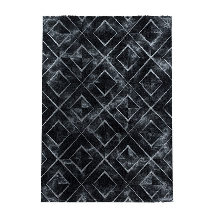 Modern vloerkleed - Marble Square Antraciet/Zilver