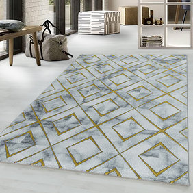 Adana Carpets Modern vloerkleed - Marble Square Grijs Goud