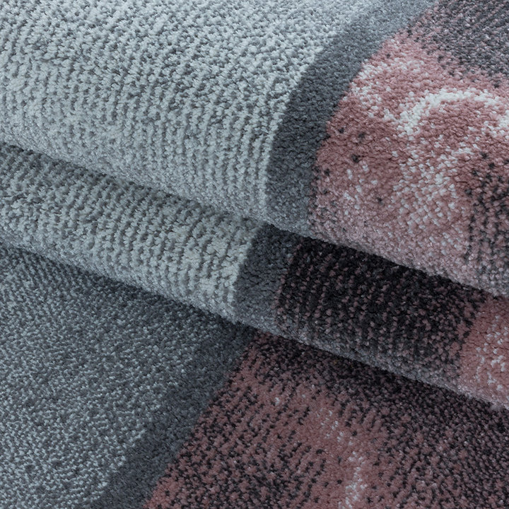 Modern vloerkleed - Optimism Box Roze/Grijs