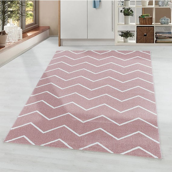 Adana Carpets Laagpolig vloerkleed - Smoothly Weave Roze Wit