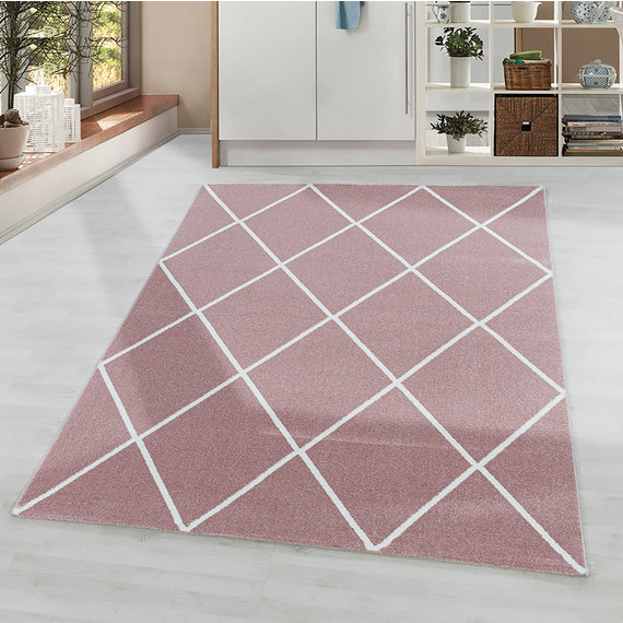 Adana Carpets Laagpolig vloerkleed - Smoothly Lines Roze Wit