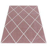 Adana Carpets Laagpolig vloerkleed - Smoothly Lines Roze Wit
