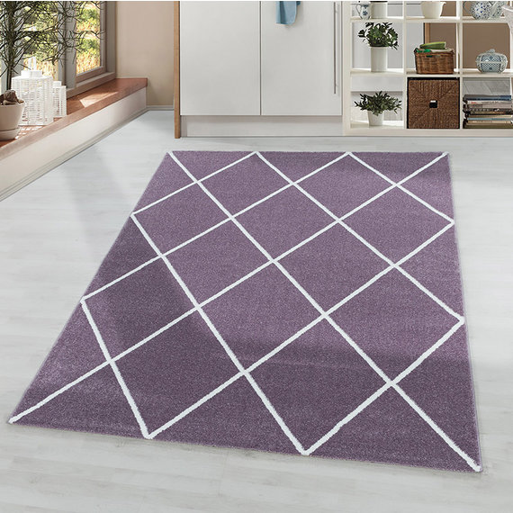 Adana Carpets Laagpolig vloerkleed - Smoothly Lines Paars Wit