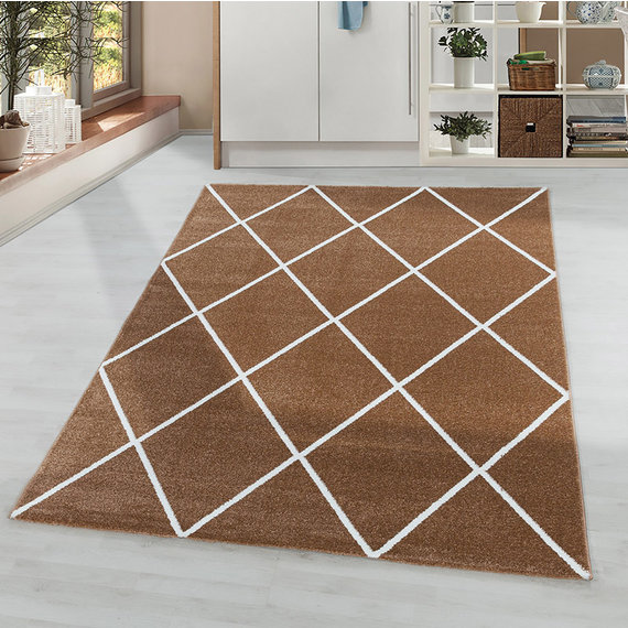 Adana Carpets Laagpolig vloerkleed - Smoothly Lines Bruin Wit