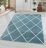 Adana Carpets Laagpolig vloerkleed - Smoothly Lines Blauw Wit