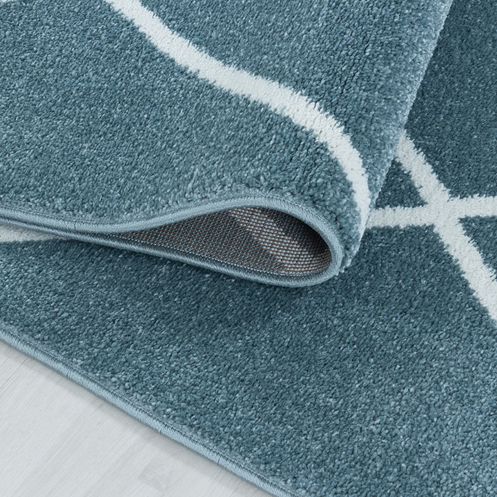 Laagpolig vloerkleed - Smoothly Lines Blauw/Wit