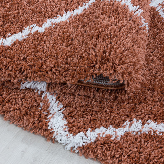 Adana Carpets Rond berber vloerkleed - Agadir Lines Terra Creme