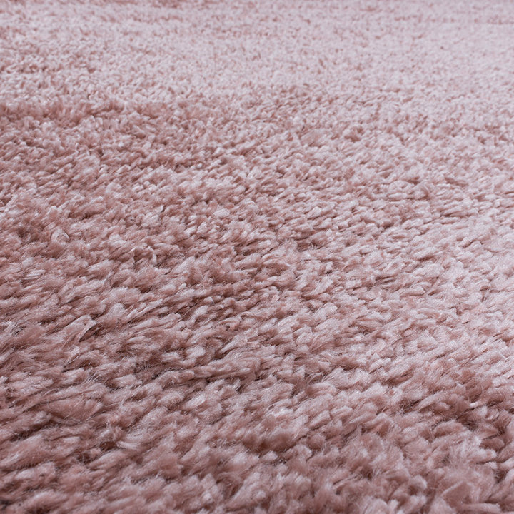 Rond hoogpolig vloerkleed - Fuzzy Roze