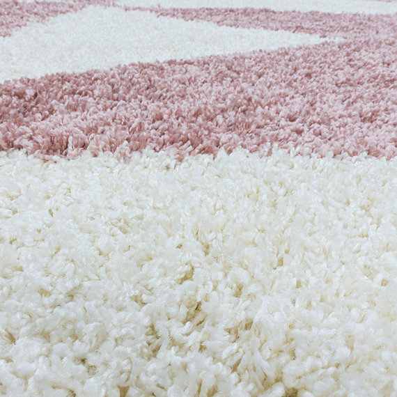 Adana Carpets Rond hoogpolig vloerkleed - Tuggy Roze