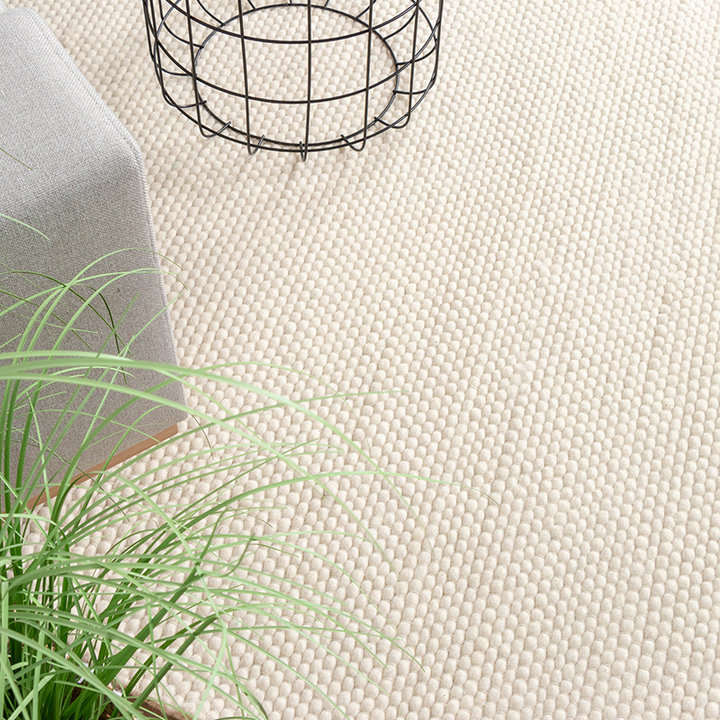 Rond wollen vloerkleed - Feline Wit