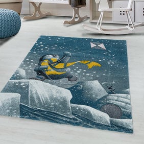 Adana Carpets Kindervloerkleed - Fleurtje Pinguin Blauw