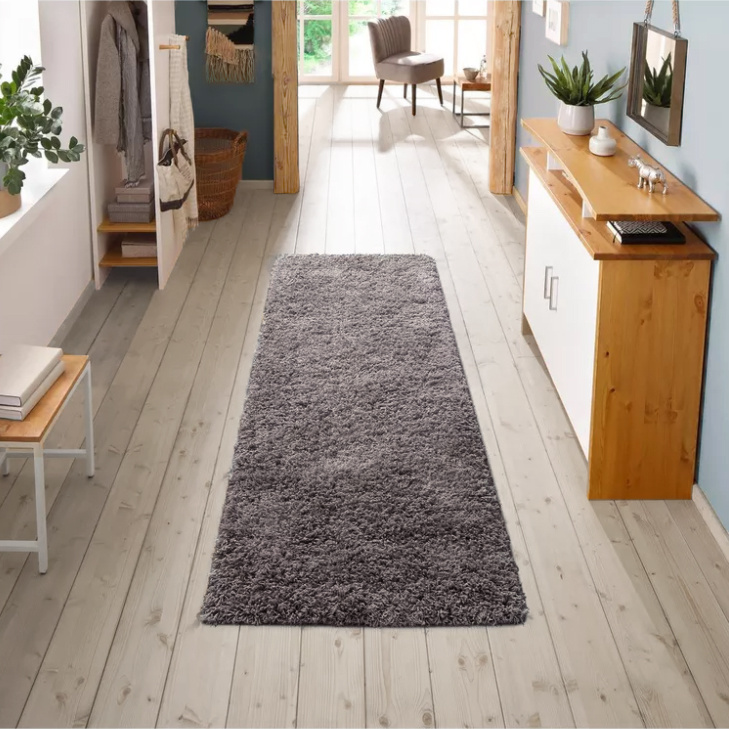 Hoogpolige Loper - Solid Donker Grijs