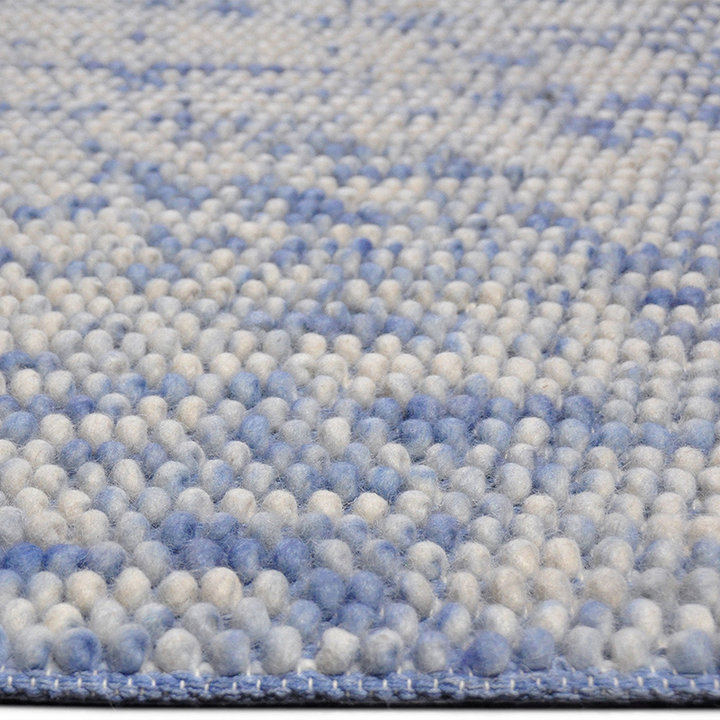 Wol bolletjesvloerkleed - Madeleine Blauw/Beige