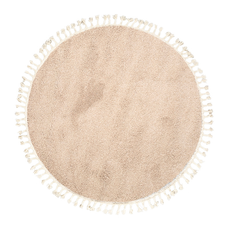 Rond hoogpolig vloerkleed - Lofty Fringe Beige - sfeer