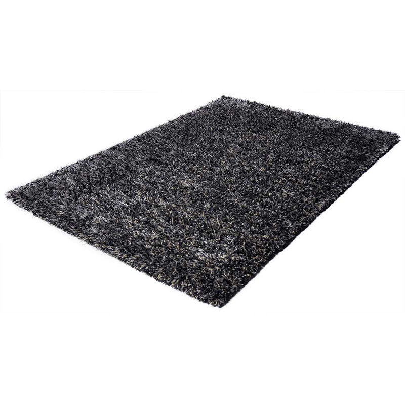 Shaggy vloerkleed - Paulina Zwart/Grijs - sfeer