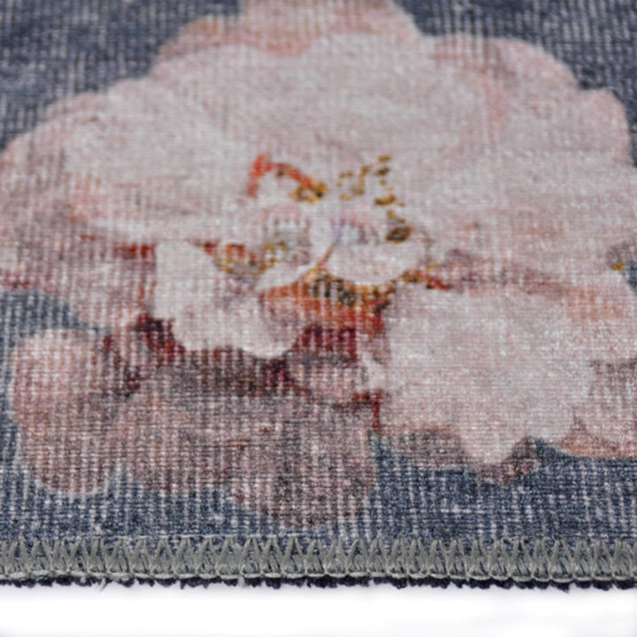 Rond Bloemen vloerkleed - Fleur Grijs