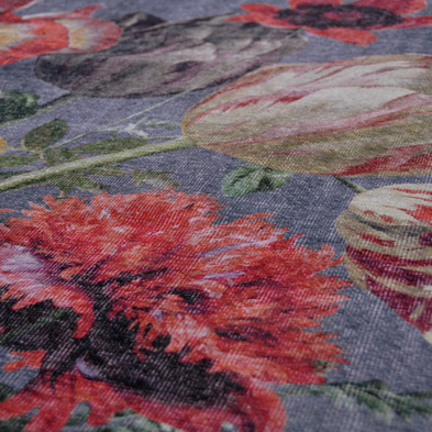 Rond Bloemen vloerkleed - Fleur Grijs - sfeer