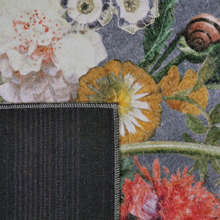 Rond Bloemen vloerkleed - Fleur Grijs