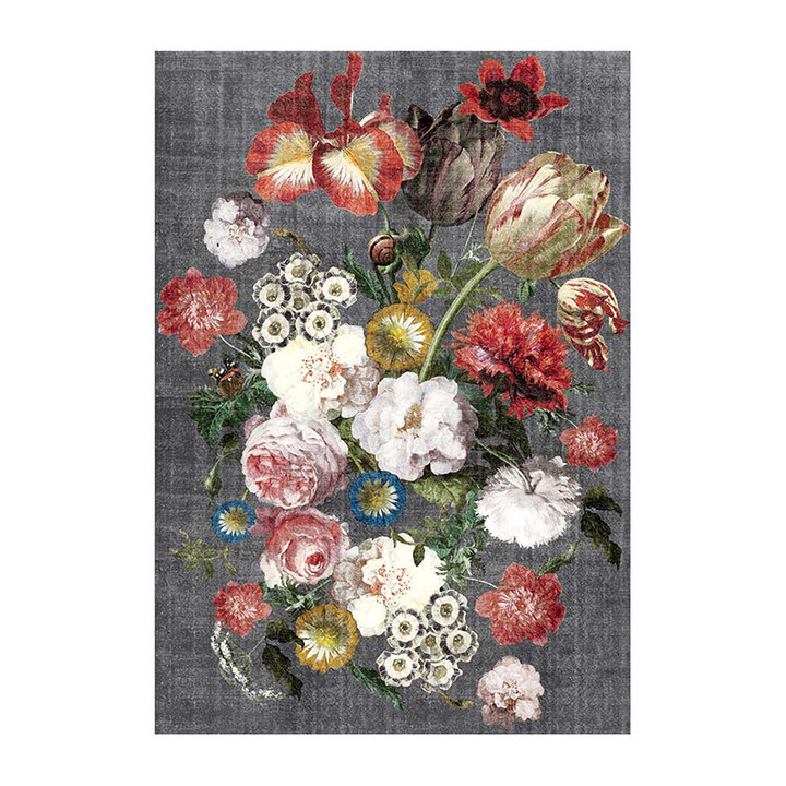 dwaas Weiland Egoïsme Bloemen vloerkleed - Fleur Grijs | Kleurrijk - Volero