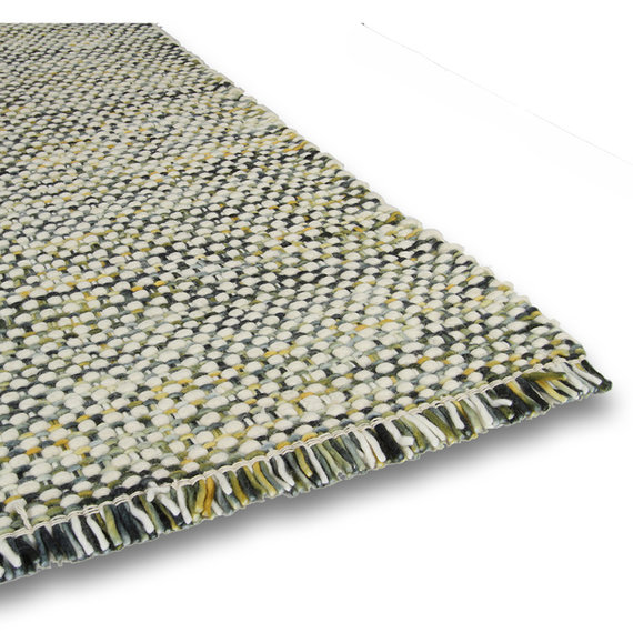 Brinker carpets Wollen vloerkleed - Sunshine Fringe Multicolor Groen
