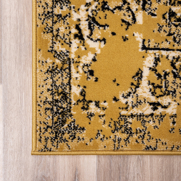 Dywan vintage - Wonder Żółty/Czarny