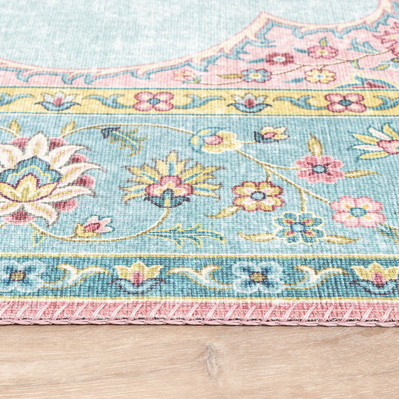 FRAAI Vintage vloerkleed - Lily Medaillon Lichtblauw