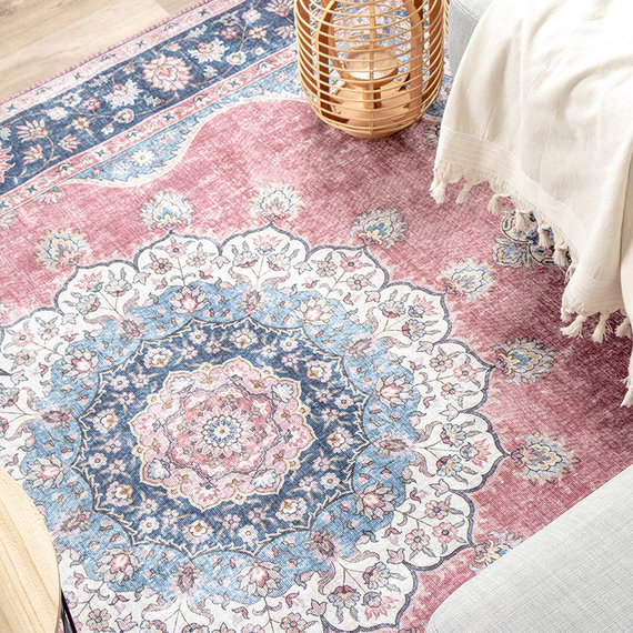 FRAAI Vintage vloerkleed - Lily Medaillon Rood Roze