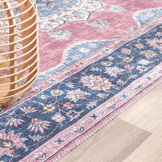 FRAAI Vintage vloerkleed - Lily Medaillon Rood Roze