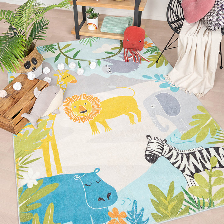 Kindervloerkleed - Jungle Leeuw Multicolor