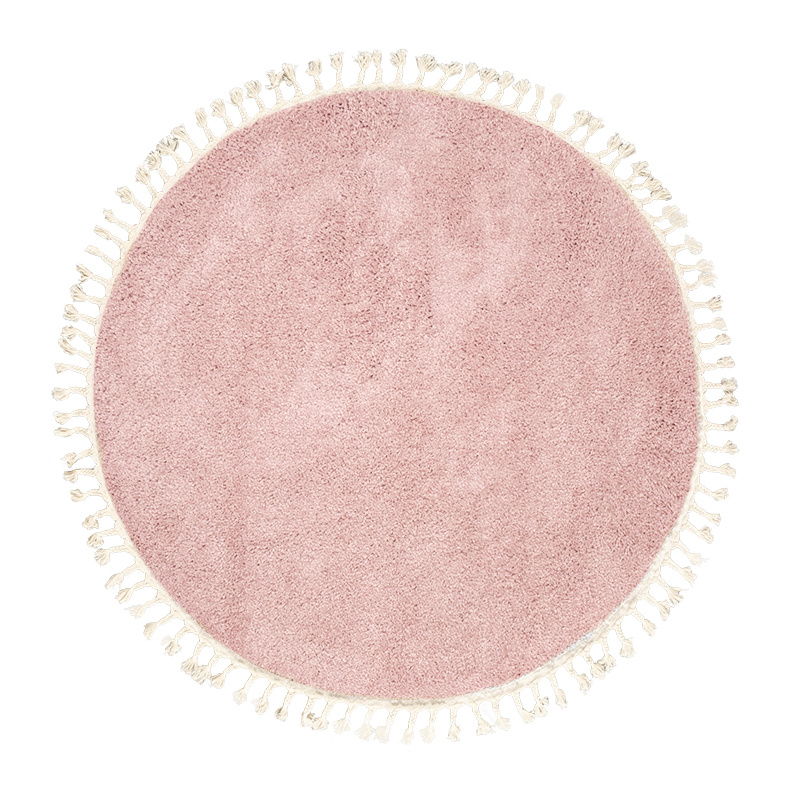 Rond hoogpolig vloerkleed - Lofty Fringe Roze - sfeer