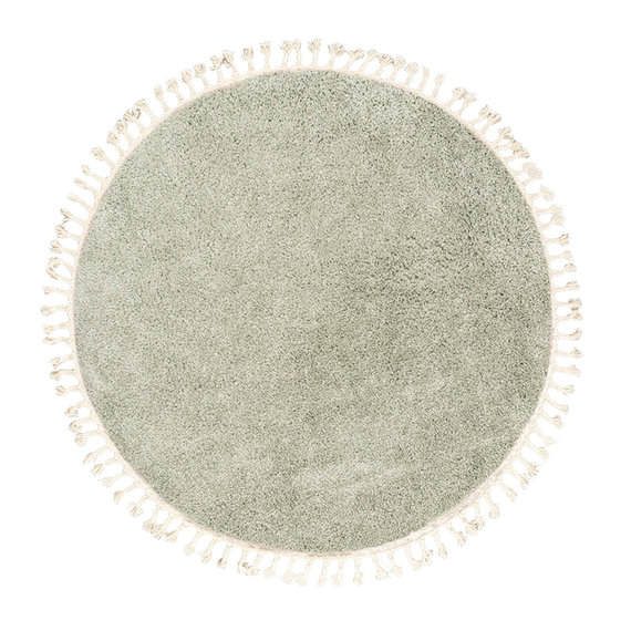 FRAAI Rond hoogpolig vloerkleed - Lofty Fringe Mint
