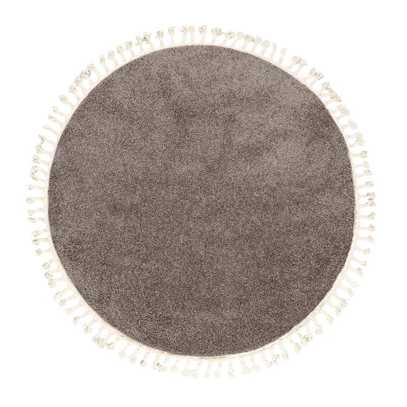 Rond hoogpolig vloerkleed - Lofty Fringe Taupe - sfeer