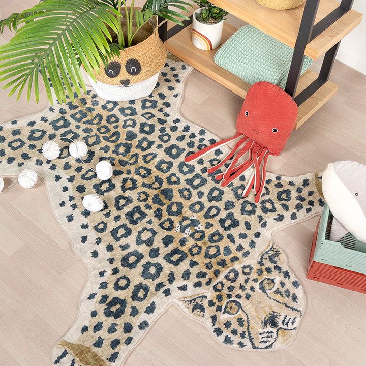 Wasbaar kindervloerkleed - Wild Panter Naturel