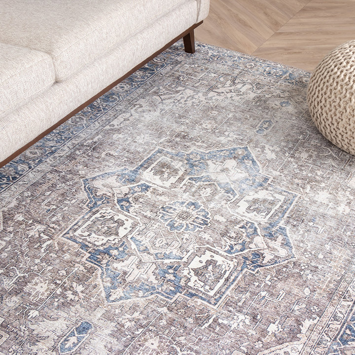 Dywan vintage - Lugan Niebieski/Taupe
