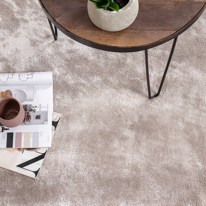 Rond wasbaar viscose vloerkleed - Vive Grijs