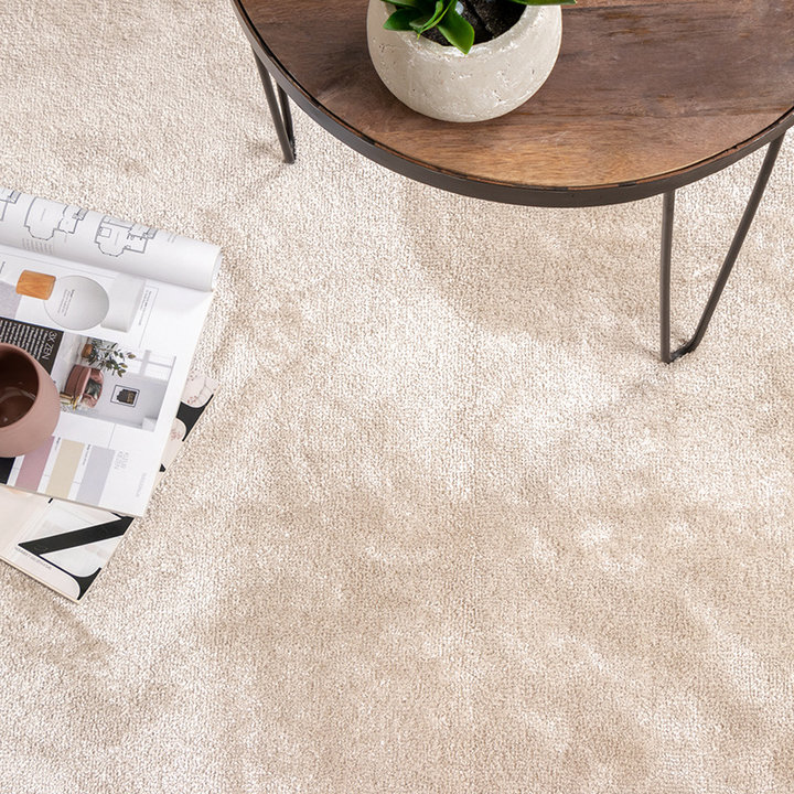 Rond wasbaar viscose vloerkleed - Vive Creme