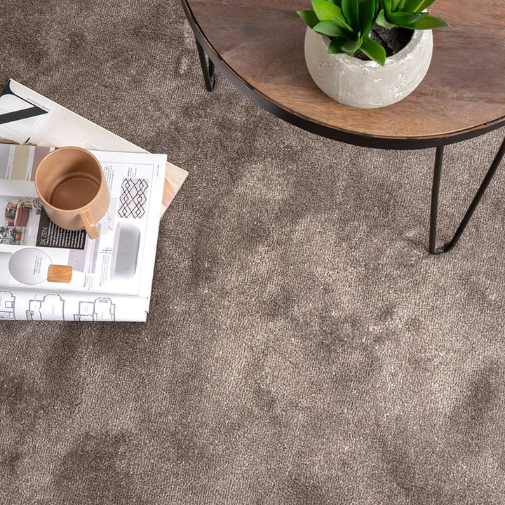 Rond wasbaar viscose vloerkleed - Vive Taupe