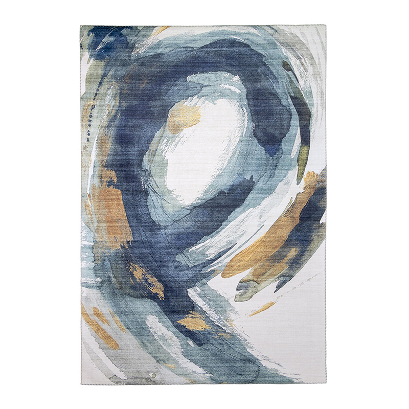 Modern vloerkleed - Strong Brush Blauw/Geel - sfeer