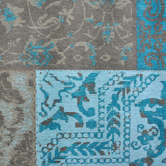 Rebelle Patchwork vloerkleed - Delany Grijs Aqua Mint