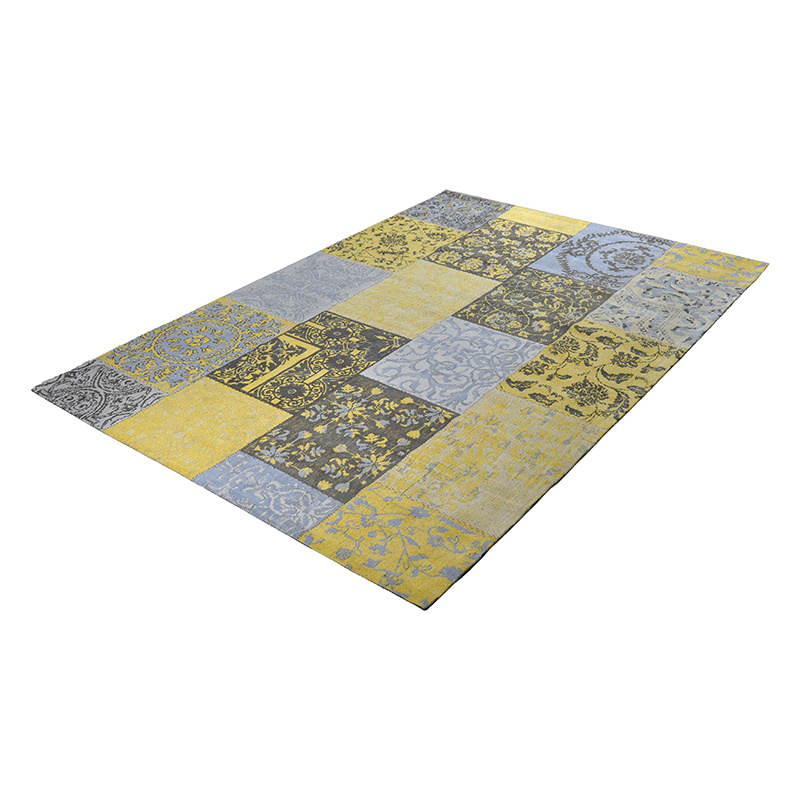 Patchwork vloerkleed - Delany Grijs/Geel - sfeer