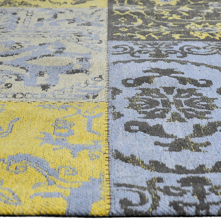 Patchwork vloerkleed - Delany Grijs/Geel