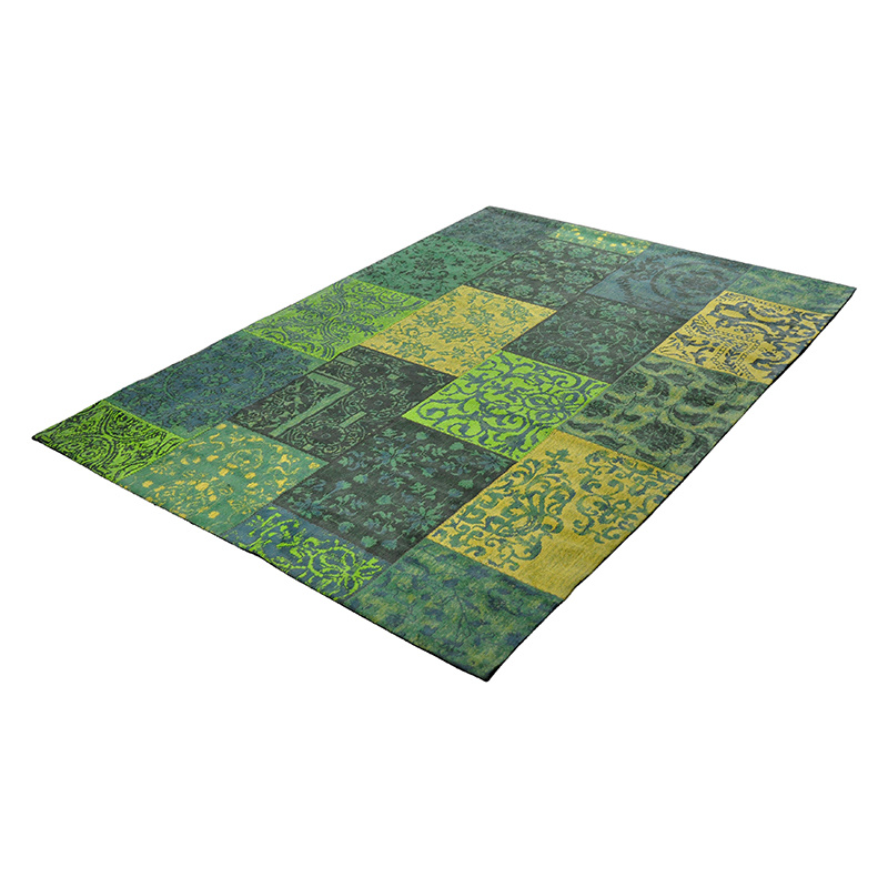 Patchwork vloerkleed - Delany Groen/Geel - sfeer