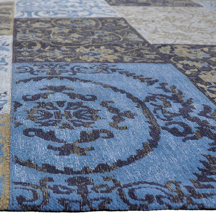 Patchwork vloerkleed - Delany Grijs/Blauw