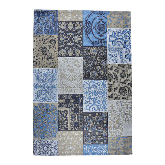 Rebelle Patchwork vloerkleed - Delany Grijs Blauw